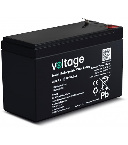 Akumulator AGM Voltage 12V 7Ah VE12-7.0 (Żywotność 6-9 lat)