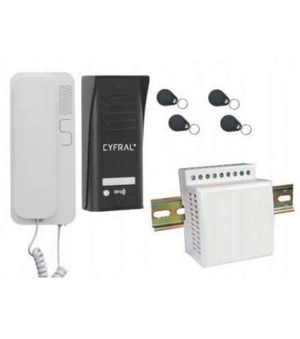 DOMOFON CYFRAL COSMO 1-LOKATORSKI CZARNY/UNIFON BIAŁY