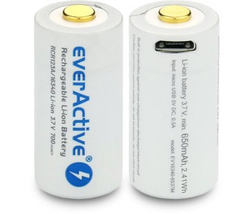 Akumulatorek 16340 / R-CR123 3,7V everActive 700mAh (1 szt.) z zabezpieczeniem