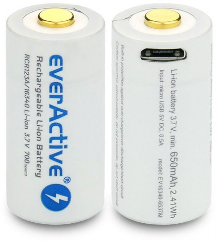 Akumulatorek 16340 / R-CR123 3,7V everActive 700mAh (1 szt.) z zabezpieczeniem