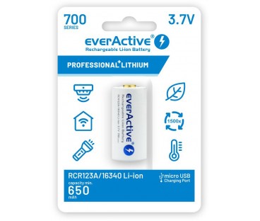 Akumulatorek 16340 / R-CR123 3,7V everActive 700mAh (1 szt.) z zabezpieczeniem