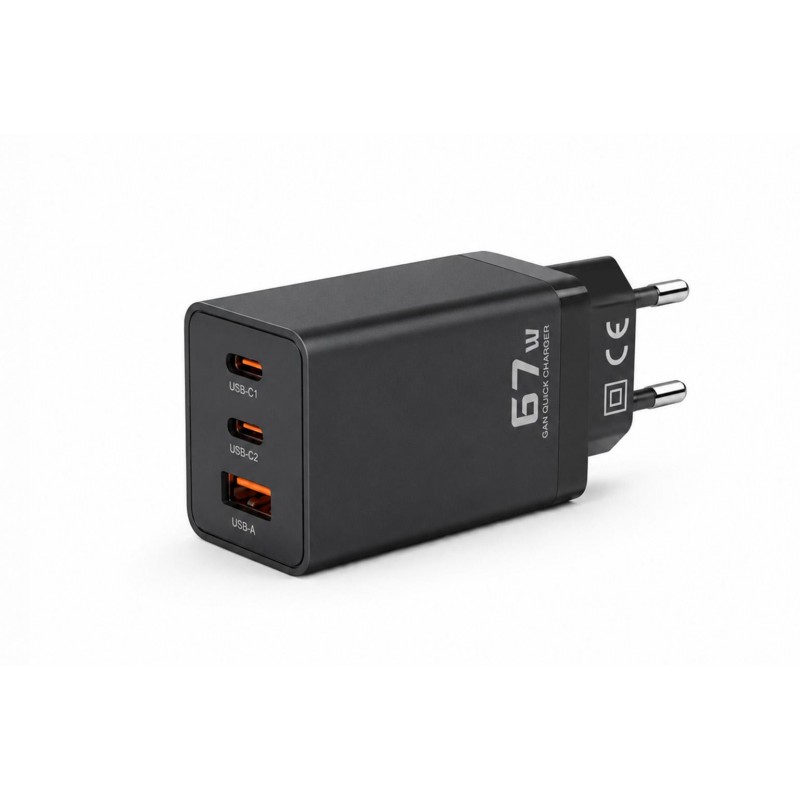 Ładowarka sieciowa Voltage GaN Charger 67W PD 3.0 QC 3.0 USB-A 2x USB-C czarna Ładowarka sieciowa Voltage GaN Charger 67W PD 3.0 QC 3.0 USB-A 2x USB-C czarna