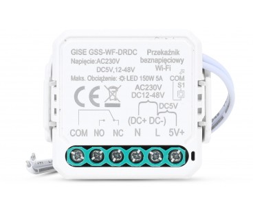 GISE Smart Pojedynczy moduł przekaźnikowy bezpotencjałowy niskonapięciowy WiFi | Tuya | GSS-WF-DRDC