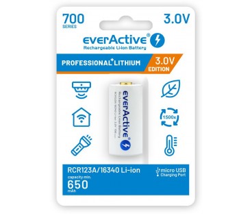 Akumulatorek 16340 / R-CR123 3V everActive 700mAh (1 szt.) z zabezpieczeniem
