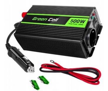 PRZETWORNICA NAPIĘCIA INWERTER Green Cell 12V / 230V 500W/1000W MODYFIKOWANA SINUSOIDA INV03DE