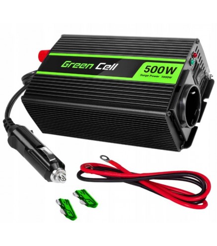 PRZETWORNICA NAPIĘCIA INWERTER Green Cell 12V / 230V 500W/1000W MODYFIKOWANA SINUSOIDA INV03DE