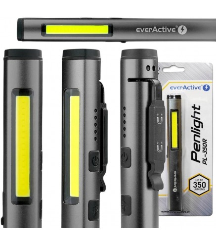 Latarka warsztatowa inspekcyjna COB LED UV Laser everActive PL-350R 350 lumenów IP54 z magnesem