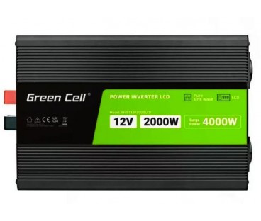PRZETWORNICA NAPIĘCIA Green Cell PowerInverter LCD 12V / 230V 2000W/4000W CZYSTA SINUSOIDA