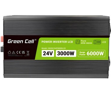 PRZETWORNICA NAPIĘCIA Green Cell PowerInverter LCD 24V / 230V 3000/6000W CZYSTA SINUSOIDA