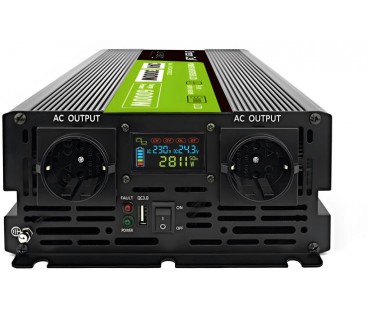 PRZETWORNICA NAPIĘCIA Green Cell PowerInverter LCD 24V / 230V 3000/6000W CZYSTA SINUSOIDA