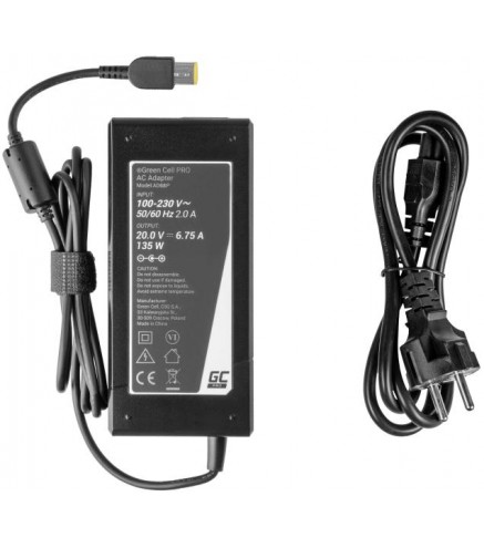 ZASILACZ ŁADOWARKA DO LAPTOPA LENOVO Green Cell PRO AD68P 20V 6,75A 135W Slim Tip