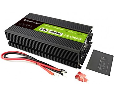 PRZETWORNICA NAPIĘCIA Green Cell PowerInverter LCD 24V / 230V 3000/6000W CZYSTA SINUSOIDA