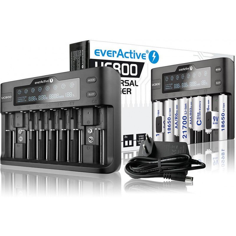 Ładowarka do akumulatorków cylindrycznych Li-ion oraz Ni-MH everActive UC-800