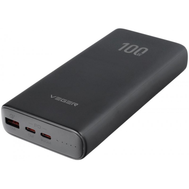 Powerbank Veger 20000 mAh 100 W PD QC 3.0 USB-A 2x USB-C czarny