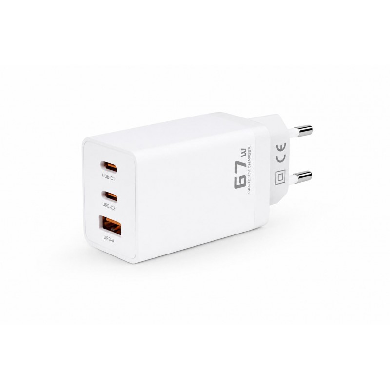 Ładowarka sieciowa Voltage GaN Charger 67W PD 3.0 QC 3.0 USB-A 2x USB-C biała