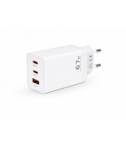 Ładowarka sieciowa Voltage GaN Charger 67W PD 3.0 QC 3.0 USB-A 2x USB-C biała