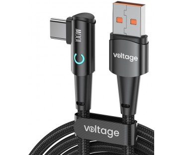 Kabel USB-A / USB-C kątowy Voltage PowerAngle 66W PD 100cm czarny
