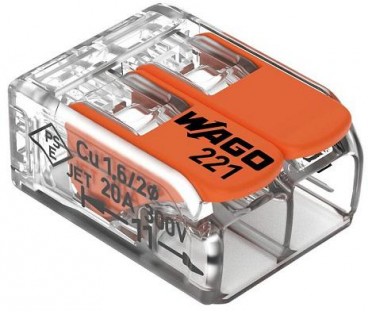 Szybkozłączka uniwersalna LINKA/DRUT 2x 0,2-4mm2 WAGO 221-412 | Alarmista.pl