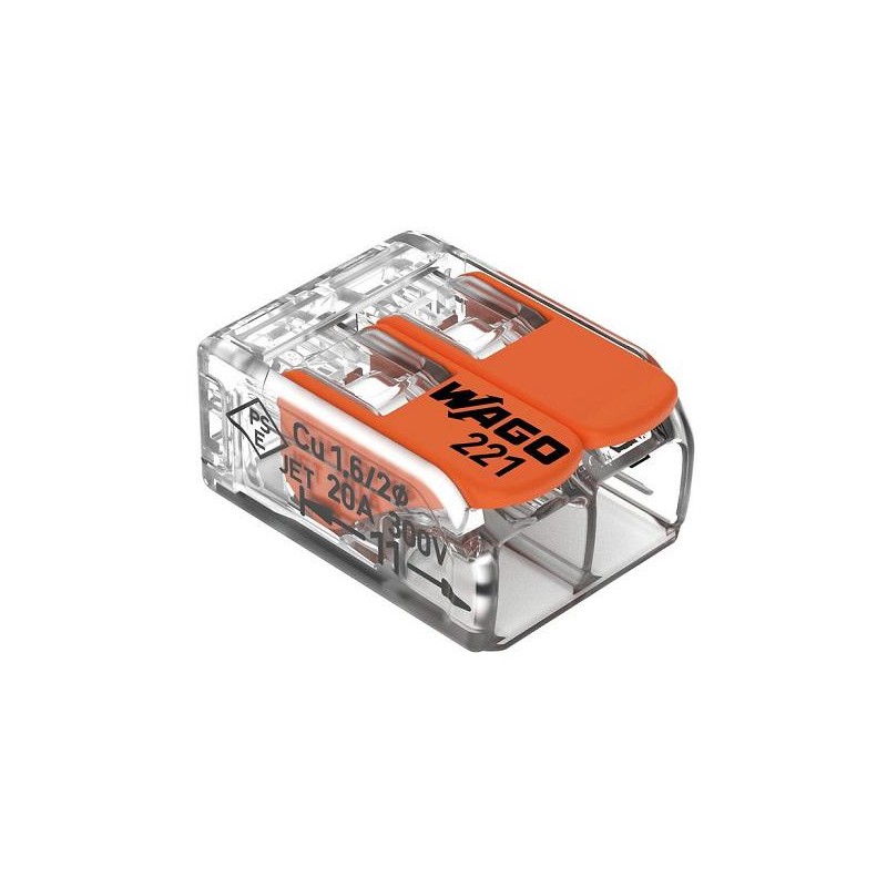 Szybkozłączka uniwersalna LINKA/DRUT 2x 0,2-4mm2 WAGO 221-412 (Paczka 100szt.)