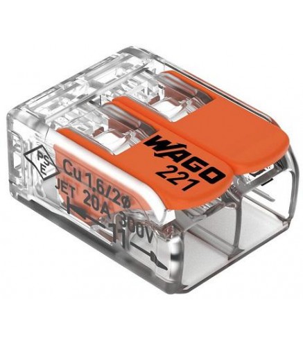 Szybkozłączka uniwersalna LINKA/DRUT 2x 0,2-4mm2 WAGO 221-412 | Alarmista.pl