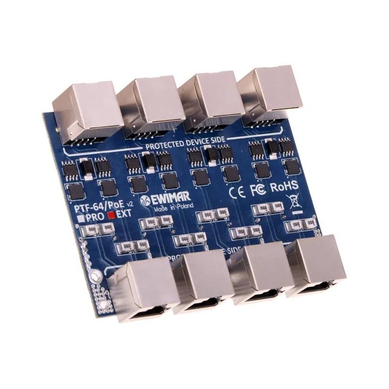 4-kanałowy moduł ogranicznika przepięć sieci LAN Gigabit Ethernet EWIMAR PTF-64-EXT/PoE 4-kanałowy moduł ogranicznika przepięć sieci LAN Gigabit Ethernet EWIMAR PTF-64-EXT/PoE