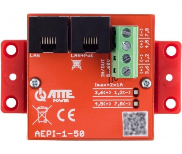 Adapter PoE PASSIVE 1 kanałowy 10/100/1000Mbps ATTE AEPI-1-50