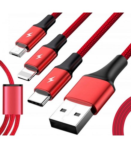 Unitek 3-in-1 USB Kabel ładujący C4049RD | Alarmista.pl