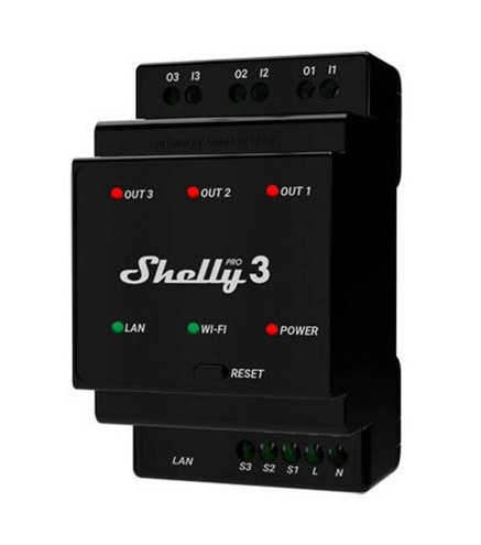 Shelly Pro 3 Inteligentny Włącznik Wi-Fi | Alarmista.pl