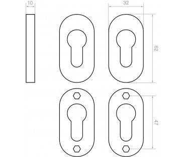 Szyld do zamka PSG 63.453 owalny, 62 x 32mm | Alarmista.pl