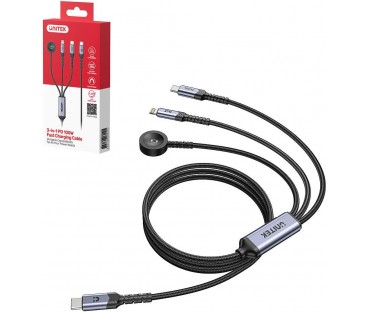 Kabel 3 w 1 Unitek 2.0 USB-C + Lightning + Apple Watch PD 100W 480 Mbps 1,2 m