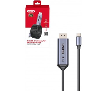Kabel Dwukierunkowy Unitek USB-C - DisplayPort 16K 80Gbps HDR 1,8 m
