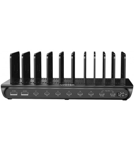 Unitek 10-portowa stacja ładowania 2 x USB-A 15W, 8 x USB-C PD 65W, 120W