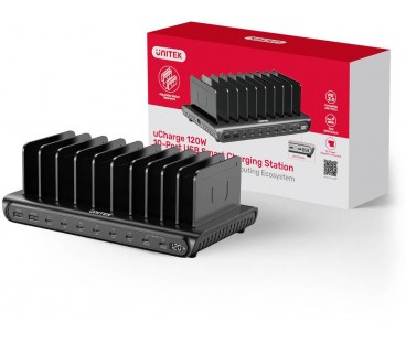 Unitek 10-portowa stacja ładowania 2 x USB-A 15W, 8 x USB-C PD 65W, 120W