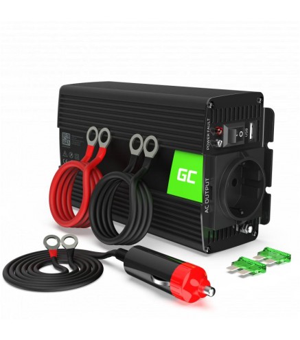PRZETWORNICA NAPIĘCIA INWERTER Green Cell 12V / 230V 500W/1000W CZYSTA SINUSOIDA INV16
