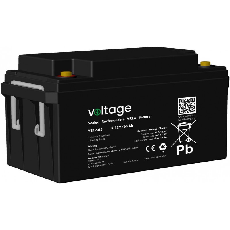 Akumulator AGM Voltage 12V 65Ah VE12-65 (Żywotność 6-9 lat)