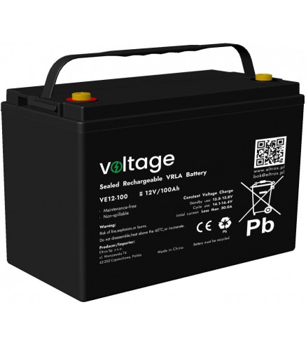 Akumulator AGM Voltage 12V 100Ah VE12-100 (Żywotność 6-9 lat)