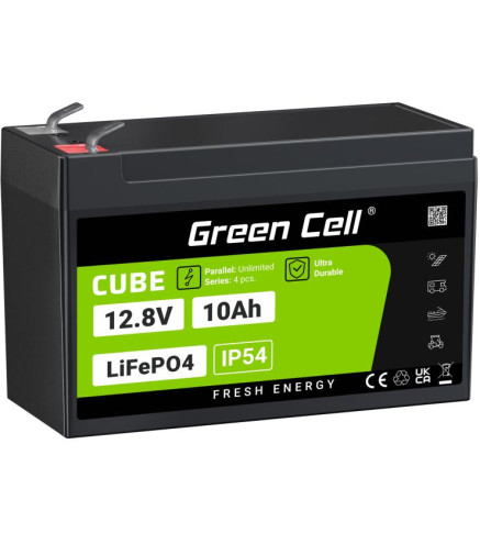 AKUMULATOR LITOWO-ŻELAZOWO-FOSFORANOWY LiFePO4 Green Cell Cube 12.8V 10Ah LFPGC12V10AH