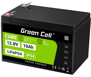 AKUMULATOR LITOWO-ŻELAZOWO-FOSFORANOWY LiFePO4 Green Cell Cube 12.8V 10Ah LFPGC12V10AH