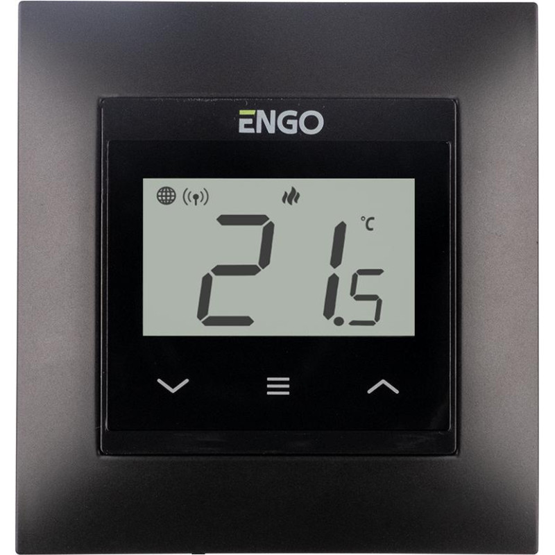 ENGO Controls E55-B - Regulator temperatury do ramki 55x55, 230V, czarny, Internetowy, Wi-Fi