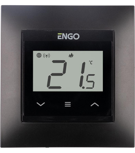 ENGO Controls E55-B - Regulator temperatury do ramki 55x55, 230V, czarny, Internetowy, Wi-Fi