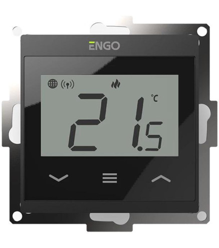 ENGO Controls E55-B - Regulator temperatury do ramki 55x55, 230V, czarny, Internetowy, Wi-Fi