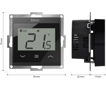 ENGO Controls E55-B - Regulator temperatury do ramki 55x55, 230V, czarny, Internetowy, Wi-Fi