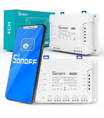 SONOFF sterownik 4-kanałowy 10A NO/NC/Beznapięciowy WiFi 4CHPROR3