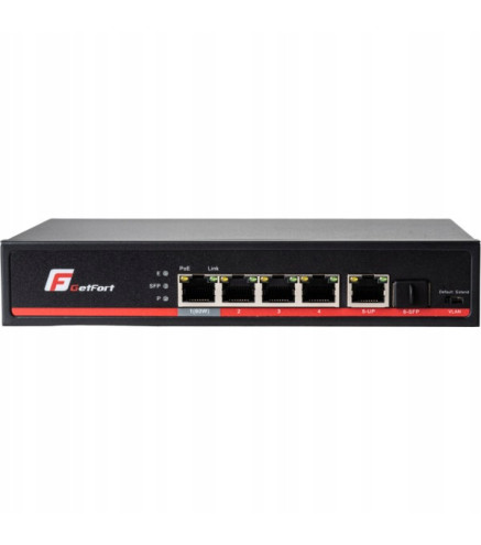 SWITCH POE GETFORT 4+1+SFP Gigabit Ethernet 65W