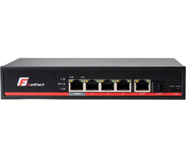 SWITCH POE GETFORT 4+1+SFP Gigabit Ethernet 65W