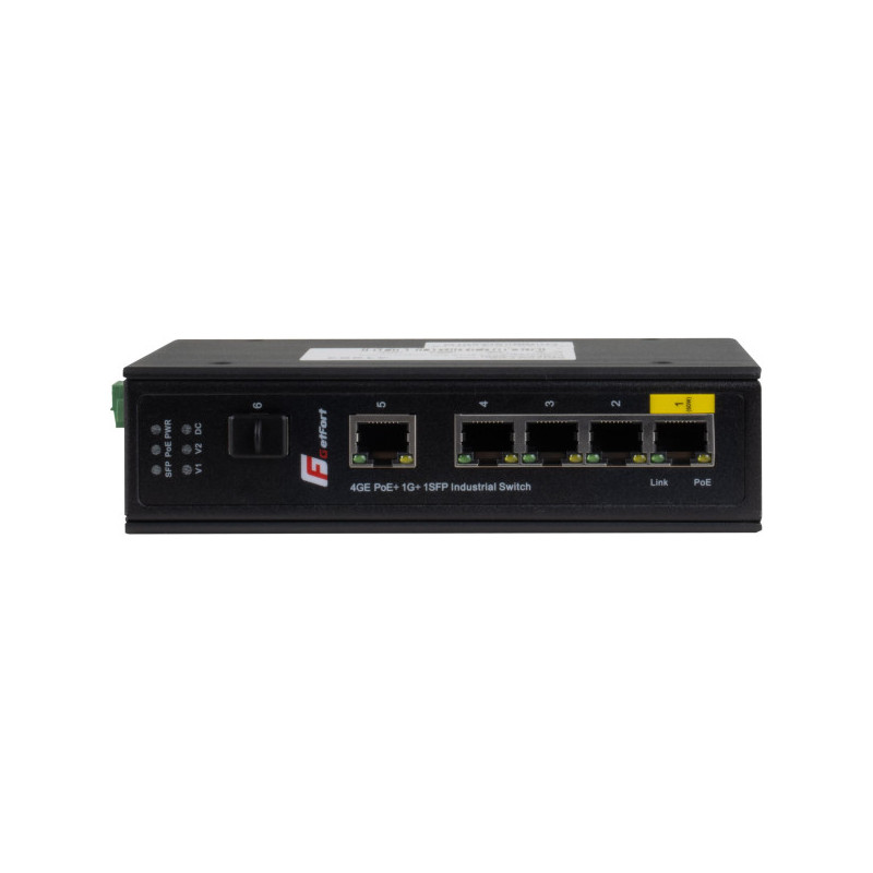 SWITCH POE GETFORT PRZEMYSŁOWY POE 4GE+1GE+1SFP (-40/80)