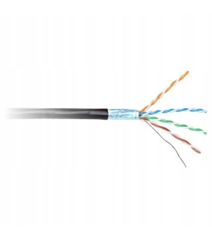 KABEL SKRĘTKA GETFORT CAT.6 F/UTP PVC wewn. czarny 1m