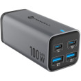 Ładowarka biurkowa Forcell F-Energy GaN III 2x USB-C 2x USB-A QC 4.0 PD 5A 100W VT-49 szara