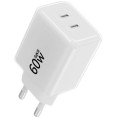 Ładowarka sieciowa Forcell F-Energy GaN III VT-60 60W PD QC 4.0+ 2x USB-C biała + kabel USB-C