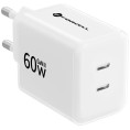 Ładowarka sieciowa Forcell F-Energy GaN III VT-60 60W PD QC 4.0+ 2x USB-C biała + kabel USB-C